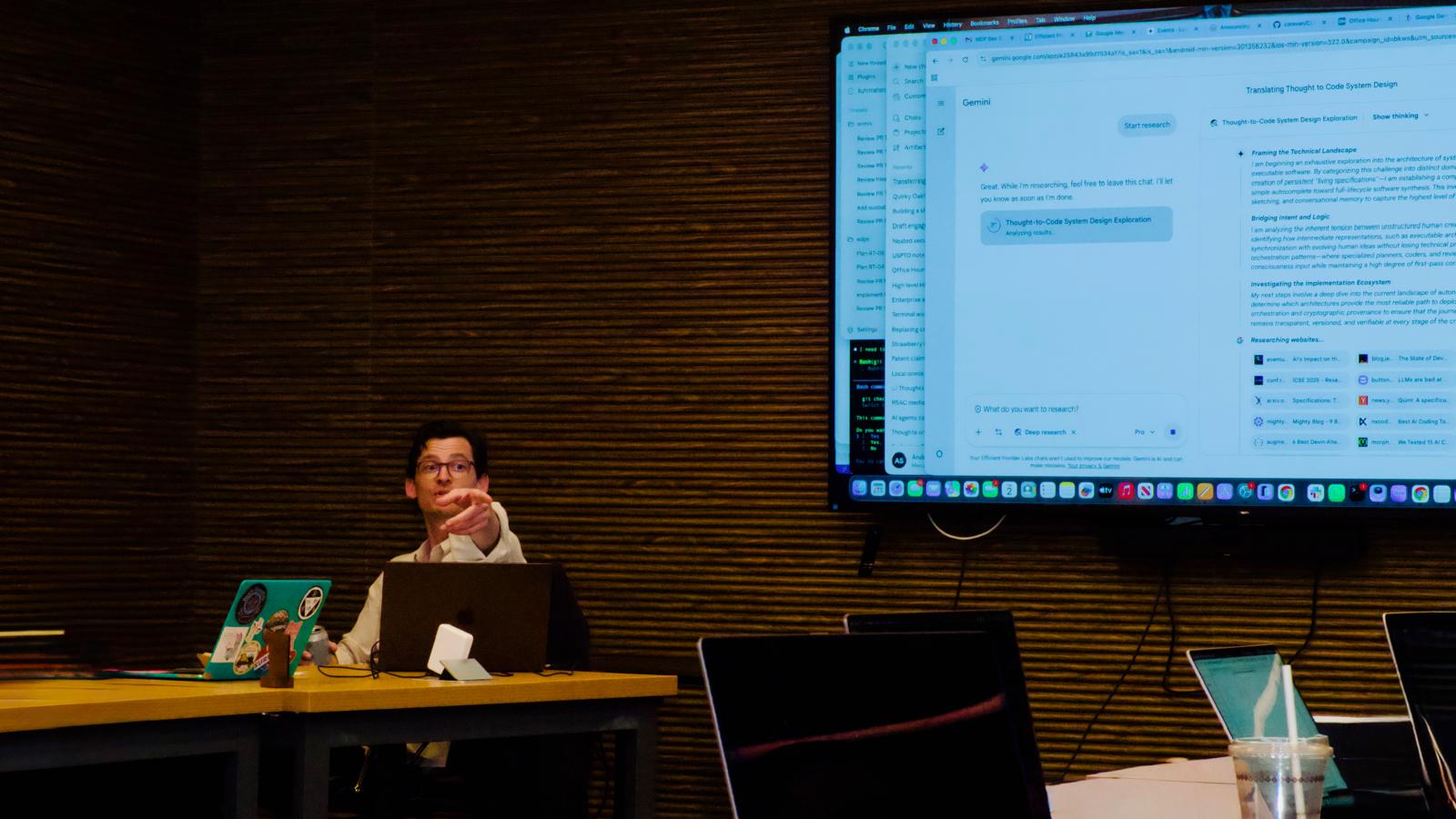 Gemini deep research demo on screen
